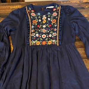 Embroidered Navy Maxi Dress